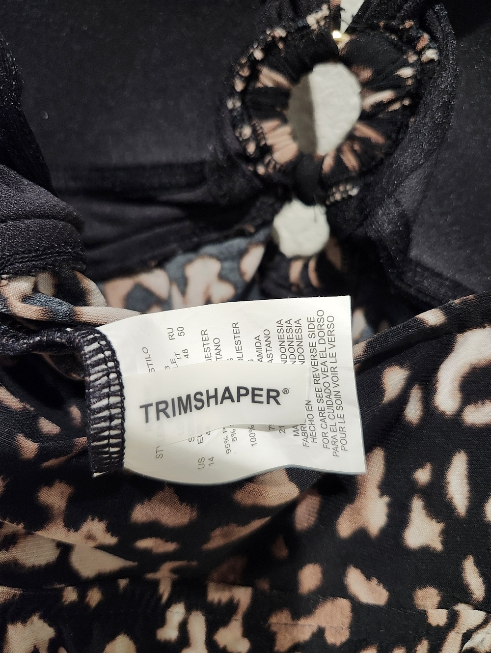 Trimshapper Size 14 Animal Print Lined Tankini Swim Top - Picture 4 of 5